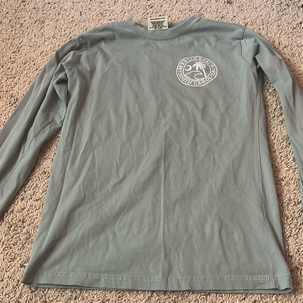 A long sleeve, teal Myrtle beach South Carolina, tsunami surf shop, small.